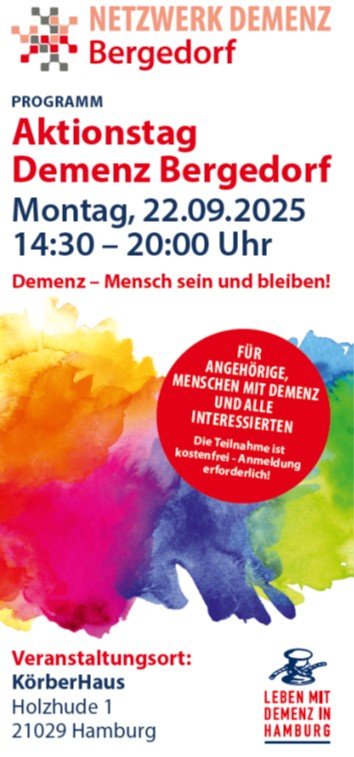 Aktionstag Demenz Bergedorf 2025 - Montag, 22.09.2025 - 14.30 - 20.00 Uhr - KörberHaus 
