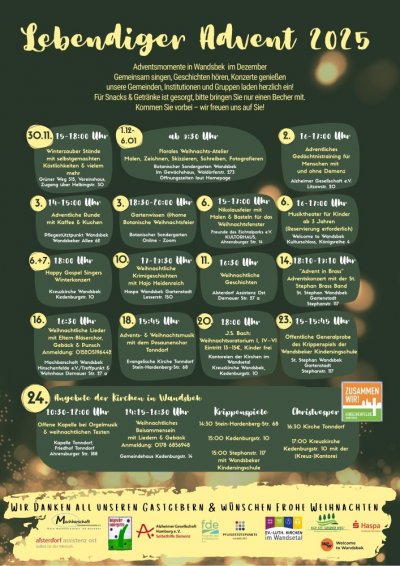 Lebendiger Advent in Wandsbek. Im Dezember laden wir Sie herzlich ein, besondere Adventsmomente in Wandsbek zu erleben!