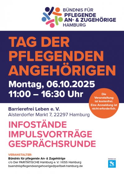 Tag der pflegenden Angehörigen - 06.10.2025 - Infostände - Impulsvorträge - Gesprächsrunde  