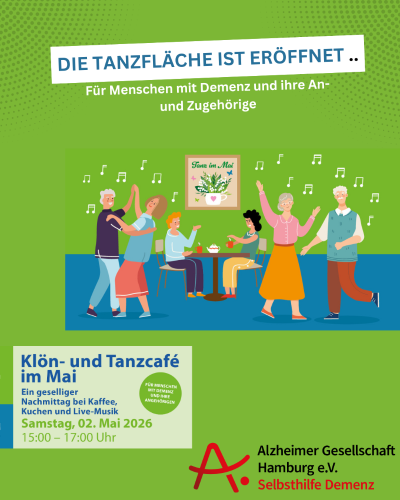Jetzt anmelden zum Klön & Tanzcafé am 02.05.2026 von 15:00-17:00 Uhr im Mathias-Claudius Heim in Wandsbek