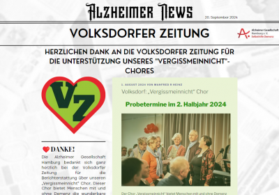 Herzlichen Dank an die Volksdorfer Zeitung für die Unterstützung unseres 