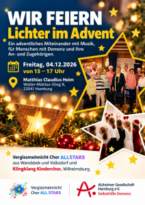 Wir feiern „Lichter im Advent“ – ein adventliches Miteinander mit Musik am 04. Dezember von 15 bis 17 Uhr