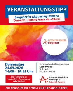 Aktionstag Demenz Bergedorf am 24.09.2026 im KörberHaus: „Demenz – (k)eine Frage des Alters!“